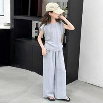 Girls' Korean-Style Two-Piece Summer Set: Casual Wide-Leg Pants and Top for Kids 2026 120cm