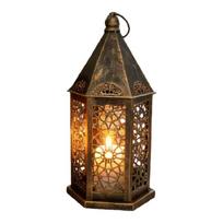 Marokiečių žibintai Dekoratyviniai žvakių žibintai kabinimui arba ant stalo Metaliniai geležiniai žvakidės Ramadano namų dekoracijos S brown