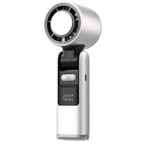 Portable USB Rechargeable Handheld Fan with Digital Display for Outdoor Travel Camping Home White