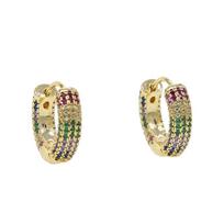 Promotion Micro Pave rainbow Cubic Zirconia Cz Thick Huggie Hoop Earring