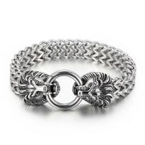 KALEN 230mm Men Punk Stainless Steel Herringbone Bracelet With Lion Head Charms Clasp 22 CM&Punk