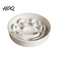 Elevated Pet Food Bowl Slow Feeder Ceramic Dog with Stand Prevents Spine A white