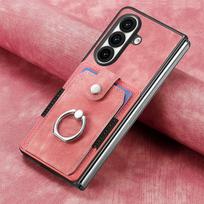 case for Samsung Z FOLD 7 6 5 Card holder ring car magnetic suction protective case full coverage WIth Kickstand Anti-Scratch Galaxy Z Fold7 rožinė