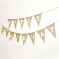 13 Flags Vintage Jute Hessian Burlap Banner Happy Birthday Party Photography Props Celebration Party Decoration Banner
