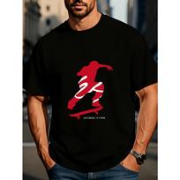 Men's Skateboard Graphic T-Shirt - Breathable Black with Red Skateboard Design, Casual All-Season Wear, Skateboarding Apparel Skateboard Print S juoda