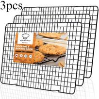 3PCS Black Carbon Steel Baking Cooling Rack for Cakes Bread Cookies -Non-Stick Durable Cooling Grids Multi-Purpose Kitchen Tool juoda