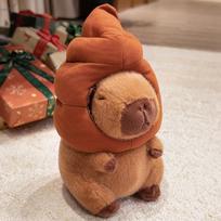 25/35/50CM Cute Capybara Wear Poop Hat Plush Toys Soft Stuffed Cartoon Animal Cute Internet Celebrity Capybara Guinea Doll 25cm