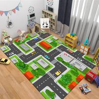 Interactive Cartoon Race Track Rug Playful Car Design Floor Mat for Kids Bedroom Living Room Educational Game Carpets Game Room 40X60cm