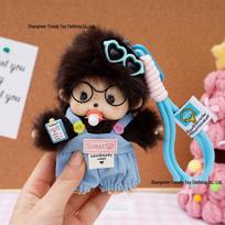 Monchhichi 15CM Madingas lėlės raktų pakabukas - Kombinezono stiliaus rankinės pakabukas & PASIDARYK pats dovana With Braided Rope black