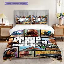 Grand Theft Auto V Experience Three-piece set (1 * duvet cover + 2 * pillowcase, without core) 2D Flat Soft and comfortable Bedding set 135x200cm