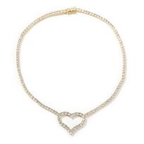 Bling Bling Prom Jewelry Heart Necklace 3mm Tennis Chain Hot Sale Love Design Series Fashion Women Luxury Cz Charm Choker 16 inches auksas