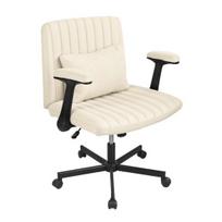 Armless Chair Cross-Legged Office with Wheels & Adjustable Flip-up Arm Desk Flip-Up Arm Backrest Thick Cushion Wide Seat Computer for Home balta