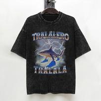 Tralalero Tralala Shark Meme T Shirt Washed Short Sleeve TShirt Italian Brainrot Memes for Men Women Streetwear Summer Tees S