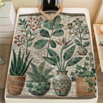 1PC Mosaic Garden Graphic Print Flannel Blanket High quality All Seasons for Home Decor Warmth and Comfort Halloween Gifts Gifts 80cm x 120cm