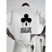 Dripping Playing Cards Double-Sided Printed Pattern Men'S Fashion Trend T-Shirt,for Home Daily Leisure, Outdoor Fitness Exercise, Trendy Style Top S balta