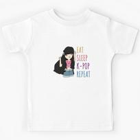 EAT - SLEEP - K-POP - REPEAT Anime Girl (Black Hair) Kids T-Shirt 150