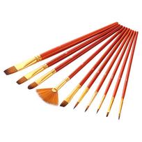 10pcs Paint Brushes Set  Artist for Acrylic Watercolor Oil Painting raudona