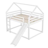 Children Bed Stable Base Bunk with Ladder Slide Falling Protection House Strong Load Family Bearing Double Solid Structure Wood Frame Loft Bedroom L balta