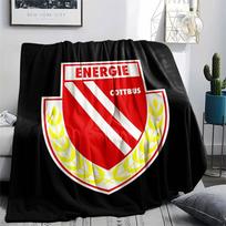 Energie Cottbus logotipas Spausduotas flanelinis pledas, minkštas užklotas miegamojo sofai, skalbiamas, futbolo gerbėjų atributika, puiki dovana. 80cm x 120cm