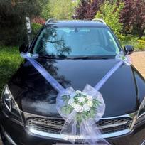 Dažams saugus vestuvinio automobilio puošimas Be žiedadulkių Karavano Traukiamoji Gėlė Automobilio Tiulio Juostelės Kaspinas Nuotakos Konvojus balta