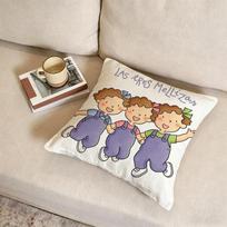Three Little Rascals Cushion Cover Fabric Soft Furnishing,Pillowcase, Cushion Cover, Sofa Pillow, Home Decoration Peach skin 18*18(CM)-1Pcs