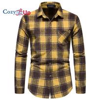 Cozy Up vyriški languoti flaneliniai marškiniai ilgomis rankovėmis, kasdieniai stori, šilti vilnoniai madingi „Camisa“ socialiniai kalėdiniai marškiniai S geltona