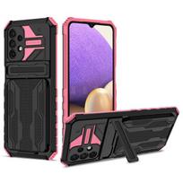 For Samsung Galaxy A12 A22 A32 A42 A52 A72 Case Shockproof Armor Card Slot Bracket Stand Holder Cover For Galaxy A02 A02s A03s For SAM A42 4G rožinė