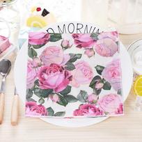 Vienkartinės vakarėlio servetėlės, dvigubo sluoksnio, 20 vnt./pak., rožinės, rožių rašto 20Pcs pink