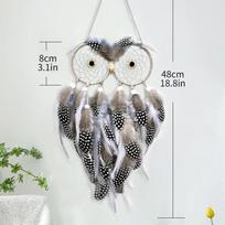 Owl Dream Catcher Wind Chimes Nordic Living Room Wall Handcrafted Hanging Ornaments Festival Holiday Gifts Home Decor Birthday gray