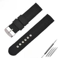 18mm 20mm 22mm 24mm Universalus nailoninis laikrodžio dirželis - Atsparus vandeniui ir prakaitui, unisex, drobės laikrodžio aksesuarai, juodas dirželis, laikrodžio juosta, Samsung laikrodžio juosta 18mm juoda