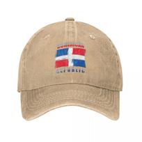 Dominikos Respublikos Vėliavos Džinsinė Skalbta Beisbolo Kepuraitė Žemėlapis Hip Hop Unisex Kepurės Lauko Sportui Apsauganti Nuo Saulės Kepurė Adjustable chaki