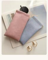Unisex Leather Sunglasses Case with Spring Clip Closure 9x18 cm