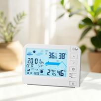 Weather Station Temperature Humidity Monitor with Backlight Portable Digital Alarm Clock for Studio Bedside Table Shelf Home