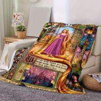 1pc Tangled Rapunzel Stained Glass Panel Disney Princess Home Decor Blanket Magic Anew Quote Gift for Friends Soft Throw Bedroom, Living 80cmx120cm