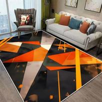 Šiaurietiško stiliaus oranžinis geometrinis didelis svetainės kilimas Modernus dekoras Miegamojo minkštas neslystantis kilimas Didelio ploto kilimėlis prie sofos 40x60cm orange