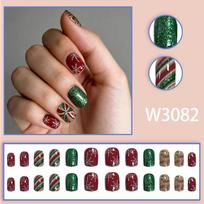 Versatile Snowflake Candy Color Block Press-on Nails - 24 Pieces for Autumn/Winter