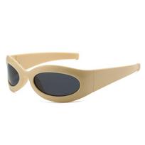 New Polarized Steampunk Cat Eye Sunglasses Goggle Women Men Fashion Sun Glasses Punk Eyewear Female Y2K Shades Eyeglasses UV400 as picture smėlis