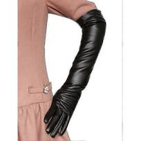 Elegant mitten gloves for women leather silky lining 50cm NS2 S juoda