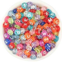 100pcs/Lot Acrylic Oblate Alphabet Beads Colorful Transparent Letter Beads for Jewelry Making DIY Bracelet Necklace Accessories