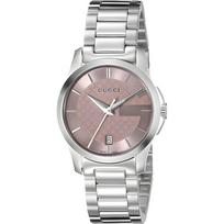 Gucci YA126524 G-Timeless Rožinio ciferblato moteriškas laikrodis 27mm sidabras
