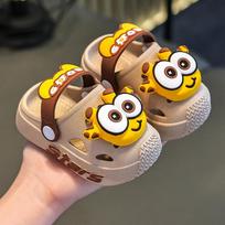 Girls' Indoor Soft-bottom Anti-slip Cartoonish Cute Flip-flops for Girls; Boys' Beach Shoes for Boys 18-19 chaki