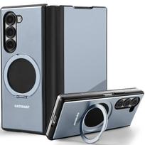 Oatsbasf for Samsung Galaxy Z Fold 6 5 Phone Case Metal Flip Full Coverage Protective Cover with 360° Rotation Magsafe Kickstand For Galaxy Z Fold5 pilka spalva