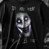 Creepy Glitch Face Horror T-Shirt, VHS Static Graphic Tee L
