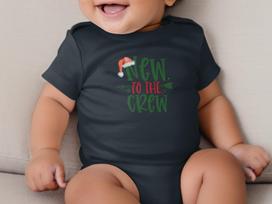 New To The Crew Matching Family Christmas T-Shirt & Baby Onesie | Pregnancy Announcement | First Christmas Gift for New Mom Dad Toddler M
