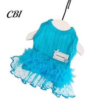 Lightweight Dog Clothing Tutu Skirt Dress, Knitted Princess Style Pet Breathable Sleeveless Photogenic Cute Puppy Dress for Small Dogs Maltese Bichon XXS mėlyna