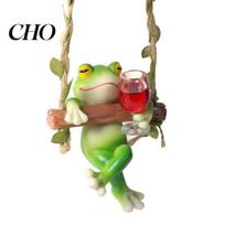 Frog Swing with Hemp Rope on A Ornament Compact Resin Three Style Decor Hanging Relaxing Garden Table Decorations for Indoor Outdoor Decompression A