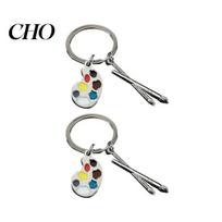 Keychain For Painters 2PCS Palette with Metal Chain Buckle Keyring Easy Carry Durable Alloy Portable Art Artistic Shape Key Holder for Lovers A