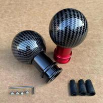 Universal Car Gear Shift Knob Shifter Lever Round Ball Shape Water Transfer Printing Carbon Fiber 3 Pcs Adaptor M12 M10 M8 juoda