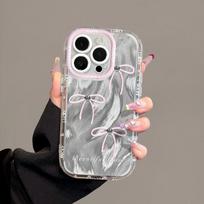 Soft Silicone Phone Case IPhone 16 Pro Max 15 Plus 14 13 With Pink Bowknots Cartoon Design Full Coverage Anti-Drop iPhone 6