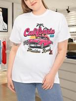 Men's and Women's T-shirts California 1998 Malibu Road Retro Pink Classic Car Sunset Beach T-Shirt M